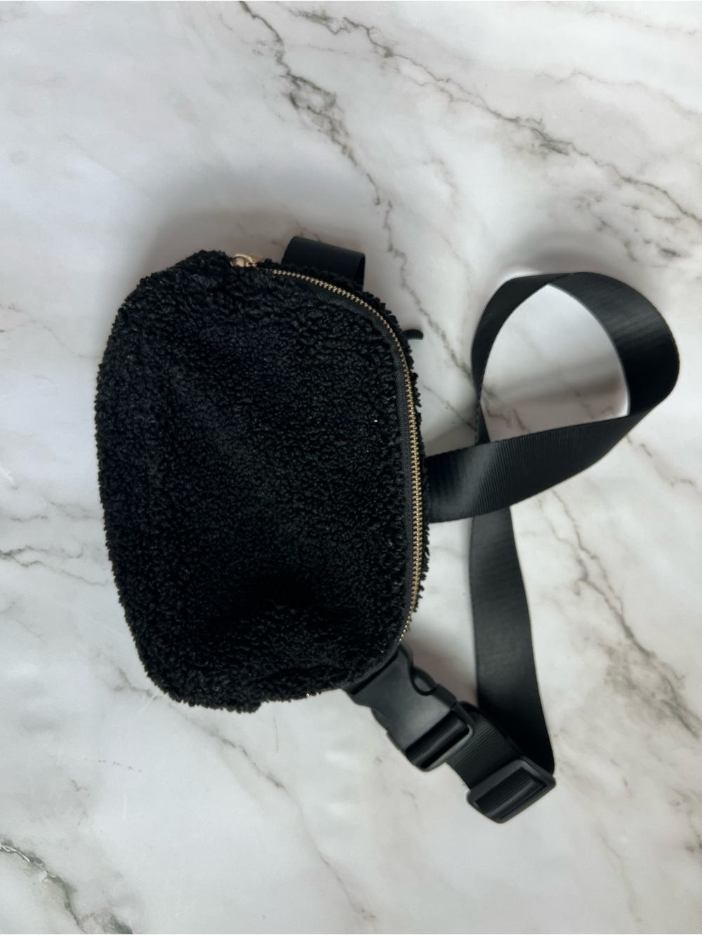 Black Sherpa Crossbody Belt Bag - Women